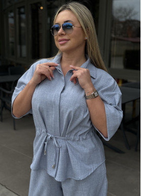 Костюм із сорочкою на кулісці костюмка преміум сірий